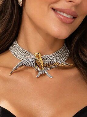 Bird Choker Swallow Zara Necklace Gold Silver Statement Runway Gothic VTG Boho
